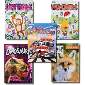 Kappa Coloring and Activity Books for Boys, Numbers and Letters, ABCs, Wild Animals, Dinosaurs, Tough Trucks, 8.5"x11" Extra Large Size for Hours of Fun, Ages 2-4, 4-8, 8-12 (Pack of 5)