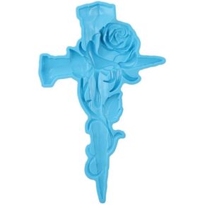 3D Rose Cross Silicone Mould, Kitchen Baking Mould Large Resin Casting Mould for Wall Hanging Home Halloween Decoration
