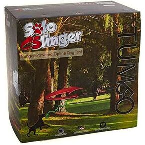 Tumbo Solo Slinger Slinger في الهواء الطلق معلق لعبة الكلب zipline zipline (تستخدم قوة البنجي لالتقاط لعبة الحبل ذهابًا وإيابًا إلى الوسط) طول قابلة للتعديل