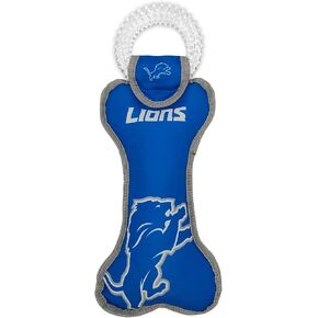 الحيوانات الأليفة الأولى NFL Detroit Lions Dental Dog Tug Toy مع Squeaker. لعبة الحيوانات الأليفة الصعبة من أجل المتعة الصحية ، التسنين ، وتنظيف أسنان الحيوانات الأليفة واللثة ، لون الفريق