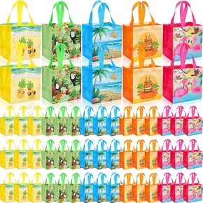 SmoothNovelty 50 PCS Hawaiian Party غير المنسوجة الأكياس لويو غودي الحقائب الصيفية الحزب الاستوائي الصيفي قابلة لإعادة الاستخدام الهدية