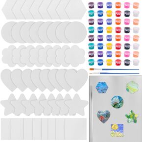104 PCS 3 بوصة Mini Magnetic Canvas لوحات طقم اللوحة المغناطيسية مع ألوان الطلاء فرش Mini Tile Art Art Fun Painting مجموعة لالخزانة الثلاجة DIY Art Craft Crafts Crafts