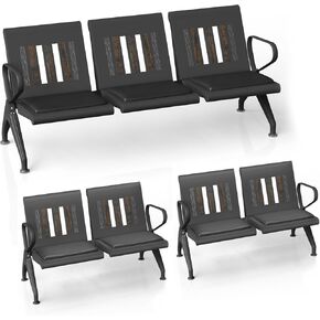 Wonline غرفة انتظار مقعد ، كراسي غرفة الانتظار مع ذراع مبطنة ، PU Leather Office Lobby Lobby Conference Penched Seafore Seafer