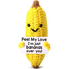 Mamagiftree لطيف الكروشيه الموز هدية أفخم لصديقته أو صديقه أو زوجه أو زوجته - الذكرى الرومانسية أو هدية عيد ميلاد - أنا موز فوقك