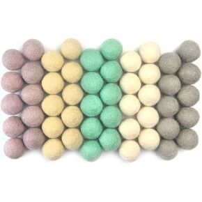 Wildflower by hu hands Raindrop Pastel Wool Felt Balls | (50) Pom Poms in Soft Natural Colors for Crafts, Garland, Felting, Decor | .8-1 Inch | Hand Felted in Nepal 100% Wool | Muslin Bag Included