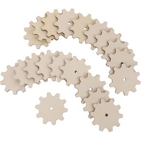 Lurrose Wooden Wheels for Crafts: 10pcs Wooden Shapes - Wood Cut Outs for Crafting - Steampunk Gears - Unfinished Wood Cutouts