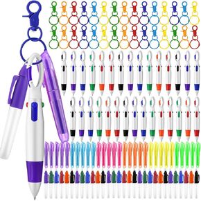 Fulmoon 120 Pcs Nurse Pen Set for Badge Accessories Retractable Ballpoint Pen Mini Highlighters Permanent Marker Nursing Keychain Clip Nurse Gifts Bulk for Women Appreciation Gift(Classic Colors)