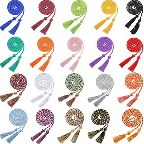 Lyrow 20 Pack Graduation Double Honor Cord 67'' Cord with Tassel Bulk Multicolor Polyester Fabric Braided Yarn Tassel for Bachelor Gown College Graduation Student Ceremony Party Accessory (Classic)