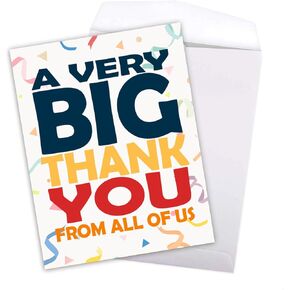 A Big Thank You Greeting Cards and Envelopes – 8.5" x 11" Large Jumbo Size Group Team Thank You Appreciation Cards, Extra Big, Huge Cards for Christmas, Graduations, Birthdays, Holidays – 2 per Pack