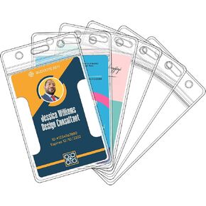 6Pcs Badge Holders, Vertical ID Card Holder for Proximity/Credit Cards or Work BadgesA