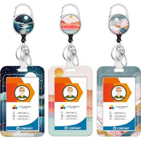 حامل شارة الشارة القابلة للسحب بالخدمة الثقيلة ، حالة شارة بطاقة الهوية مع مقطع Carabiner ، حامل شارة مع مقطع حزام لممرضة المعلم للنساء الرجال (مجردة الأوراق الحديثة)