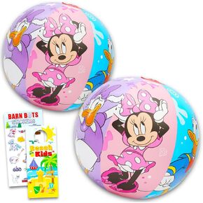 Disney Minnie Mouse Ultimate Beach Toys Set - 4 Pc Pool Bundle with 2 Minnie Mouse Beach Balls, Stickers and More | Minnie Mouse Beach Set for Kids, Boys, Girls
