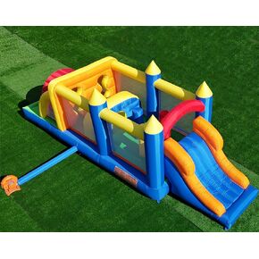 HuaKastro 20.5FT(L) Extended Inflatable Obstacle Course Bounce House for Kids Party Easter Event, with Various Obstacles: Tunnel, Crossing Wall, Jungle, Jumping Area, Climbing Wall and Slide