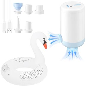 Swan Inflatable Pool Floats, Large Pool Float Water Floaties for Adults and 2000mAh USB-C Rechargeable Electric Inflator Air Pump with 5 Nozzles
