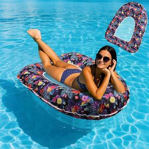 XL Inflatable Pool Floats for Adult, 46" Large Mesh Pool Float, Fabric Covered Tanning Pool Lounger, 350lb Capacity for Lake, Rivers, Beach,Water Party Floaties