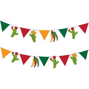 12pcs Mexican Fiesta Banner, Mexican Fiesta Pennant,Cactus,Sombrero,Chili for Mexican Fiesta Party Decorations,Supplies,Theme Birthday,Festival Party