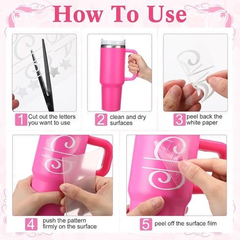 10 أوراق شخصية 14 20 24 أوقية ملصقات UV Monogram الكأس تلفيات ملصقات رسائل فينيل اسم شارات MOUGROGRACT شارات مقاومة للماء لأجهزة الكمبيوتر المحمولة Tumblers (أبيض) in Saudi Arabia