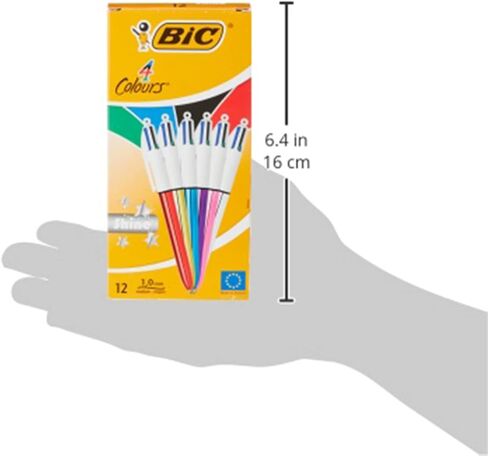 Bic 4 Colours Shine Retractable Ballpoint Pens, Medium Point (1.0 mm) - Assorted Metallic Barrels, Box of 12 in Saudi Arabia