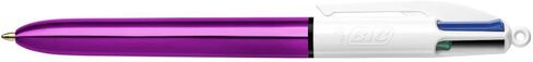 Bic 4 Colours Shine Retractable Ballpoint Pens, Medium Point (1.0 mm) - Assorted Metallic Barrels, Box of 12 in Saudi Arabia