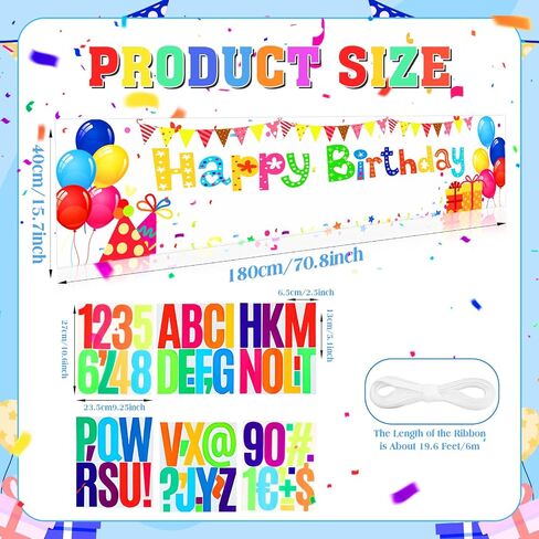 RUMIA Custom Happy Birthday Banner with Name Personalized Customize Happy Birthday Banner Decorations Colorful Happy Birthday Yard Banner with Alphabet Number Stickers Birthday Party Supplies (White) in Saudi Arabia