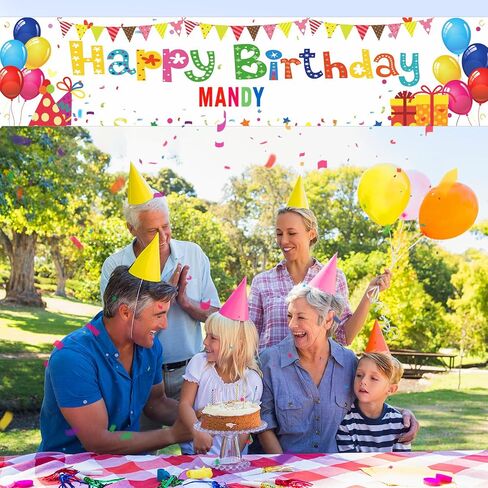RUMIA Custom Happy Birthday Banner with Name Personalized Customize Happy Birthday Banner Decorations Colorful Happy Birthday Yard Banner with Alphabet Number Stickers Birthday Party Supplies (White) in Saudi Arabia