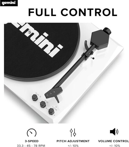Gemini Sound TT-900 - Classic Black 3-Speed Turntable with Pitch Adjustment, Bluetooth Connectivity, and High-Fidelity Stereo Sound in Kuwait