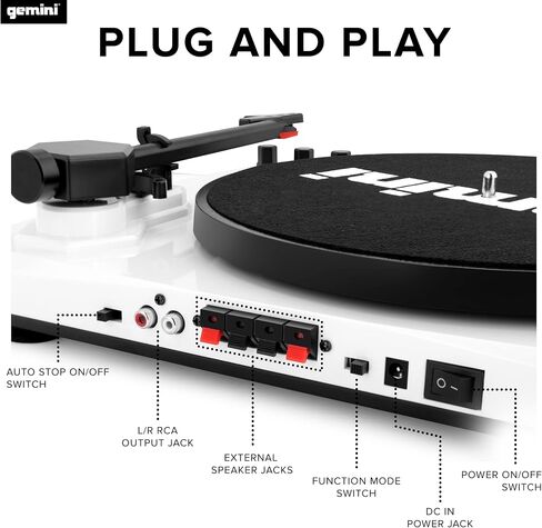 Gemini Sound TT-900 - Classic Black 3-Speed Turntable with Pitch Adjustment, Bluetooth Connectivity, and High-Fidelity Stereo Sound in Kuwait