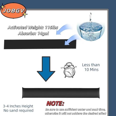 Water Barrier 5 ft x 6.5 inch Water Activated Flood Barriers, Sandless Sandbag for Flooding Reusable Water Absorber Water Absorbing Snake for Absorbent Prevention for Garage and Basement (3 Pack) in Kuwait