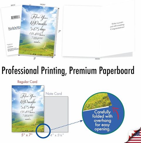 NobleWorks 15th Recovery Milestone Greeting Card with 5 x 7 Inch Envelope (1 Card) Floral Milestones - 15 C10492RMG in Saudi Arabia