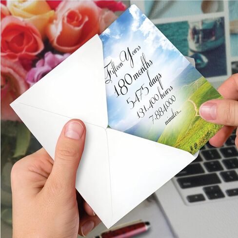 NobleWorks 15th Recovery Milestone Greeting Card with 5 x 7 Inch Envelope (1 Card) Floral Milestones - 15 C10492RMG in Saudi Arabia