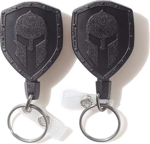 Cool Spartan Design Retractable Badge Reels Keychain Heavy Duty, Badge Holder Retractable Clip Keychain Heavy Duty, Ideal Gift Pick for Veteran/Servicemen, Women & Their Friends(2pack) in Kuwait