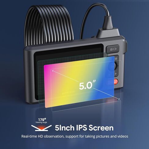50FT Sewer Inspection Camera,DEPSTECH 1080P Dual Lens Endoscope Camera with Lights, 5" IPS Screen Borescope,Split Screen, IP67 Waterproof Snake Camera,7.9mm Scope Camera for Wall Drain Pipe Automotive in Saudi Arabia