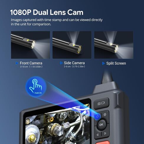 50FT Sewer Inspection Camera,DEPSTECH 1080P Dual Lens Endoscope Camera with Lights, 5" IPS Screen Borescope,Split Screen, IP67 Waterproof Snake Camera,7.9mm Scope Camera for Wall Drain Pipe Automotive in Saudi Arabia