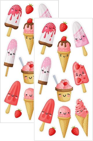 Playhouse Ice Cream Pops Strawberry Scented Scratch & Sniff Sticker Sheets - 1 Pack in Kuwait