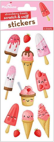 Playhouse Ice Cream Pops Strawberry Scented Scratch & Sniff Sticker Sheets - 1 Pack in Kuwait