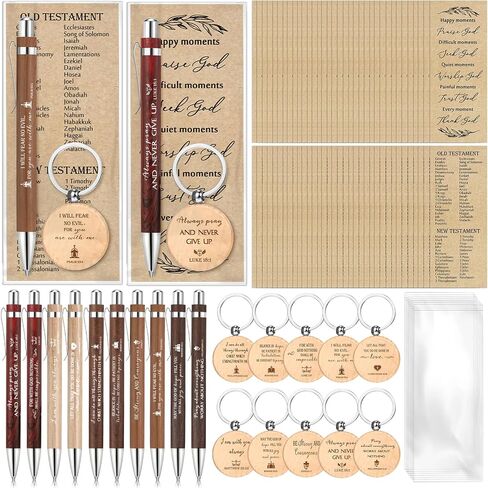 Lincia 10 Sets Christian Mother's Day Gift Bulk Bible Verse Bamboo Pens Bible Scripture Bookmarks Keychains Church Religious Gifts for Sunday School Teacher Father Women Men Party Supplies in Saudi Arabia