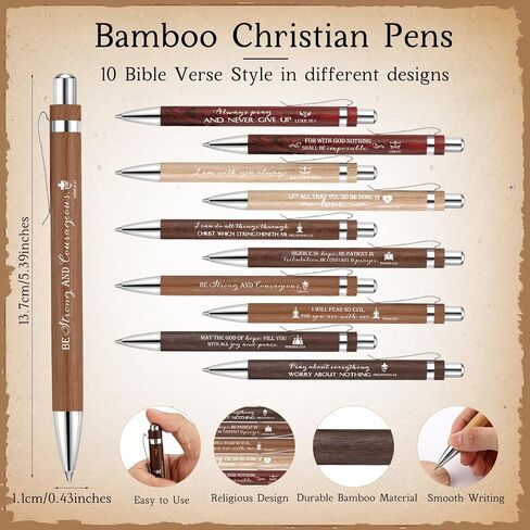 Lincia 10 Sets Christian Mother's Day Gift Bulk Bible Verse Bamboo Pens Bible Scripture Bookmarks Keychains Church Religious Gifts for Sunday School Teacher Father Women Men Party Supplies in Saudi Arabia