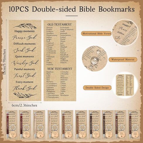 Lincia 10 Sets Christian Mother's Day Gift Bulk Bible Verse Bamboo Pens Bible Scripture Bookmarks Keychains Church Religious Gifts for Sunday School Teacher Father Women Men Party Supplies in Saudi Arabia