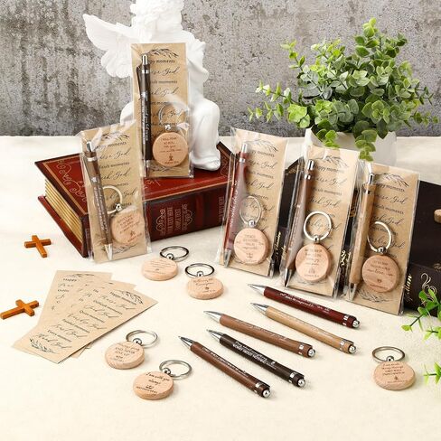Lincia 10 Sets Christian Mother's Day Gift Bulk Bible Verse Bamboo Pens Bible Scripture Bookmarks Keychains Church Religious Gifts for Sunday School Teacher Father Women Men Party Supplies in Saudi Arabia