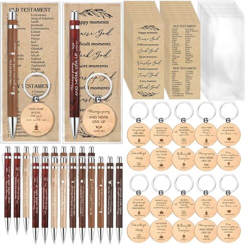 Lincia 10 Sets Christian Mother's Day Gift Bulk Bible Verse Bamboo Pens Bible Scripture Bookmarks Keychains Church Religious Gifts for Sunday School Teacher Father Women Men Party Supplies in Saudi Arabia