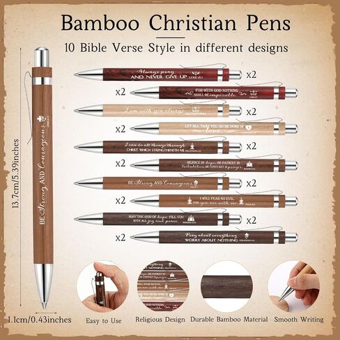 Lincia 10 Sets Christian Mother's Day Gift Bulk Bible Verse Bamboo Pens Bible Scripture Bookmarks Keychains Church Religious Gifts for Sunday School Teacher Father Women Men Party Supplies in Saudi Arabia