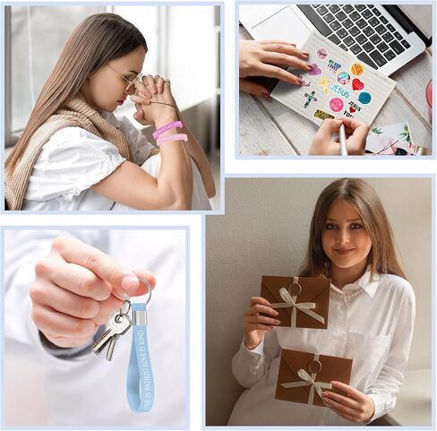 Yeaqee 146 Pcs Christian Gifts Set Bulk Include 24 Bible Verses Pens 24 Bible Notebooks 24 Scripture Quotes Bracelets 24 Inspirational Keychains 50 Jesus Christian Stickers(Classic) in Saudi Arabia