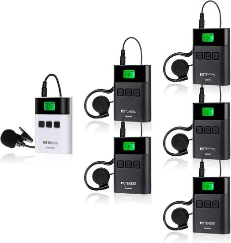 Retekess TT116 Simultaneous Translation Equipment, Assisted Listening Device, Crystal-Clear Audio, One Button to Mute, Translation Devices for Schools, Church (1 Transmitter 5 Receivers) in Kuwait