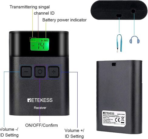 Retekess TT116 Simultaneous Translation Equipment, Assisted Listening Device, Crystal-Clear Audio, One Button to Mute, Translation Devices for Schools, Church (1 Transmitter 5 Receivers) in Kuwait