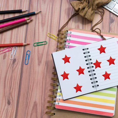 Glitter Red Star Stickers 500 Pcs, Star-Shaped Stickers Roll, 1 inch Self Adhesive Sparkly Shiny Stars Labels, Foil Stickers for Teacher Supplies, Classroom Business, Notes, Cups, Gift Box Card in Saudi Arabia
