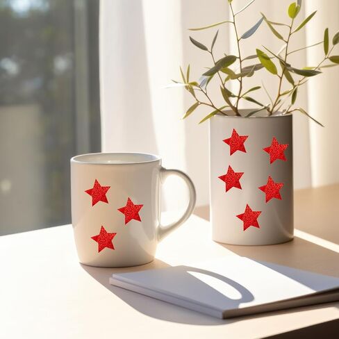 Glitter Red Star Stickers 500 Pcs, Star-Shaped Stickers Roll, 1 inch Self Adhesive Sparkly Shiny Stars Labels, Foil Stickers for Teacher Supplies, Classroom Business, Notes, Cups, Gift Box Card in Saudi Arabia