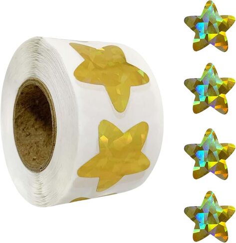 Glitter Red Star Stickers 500 Pcs, Star-Shaped Stickers Roll, 1 inch Self Adhesive Sparkly Shiny Stars Labels, Foil Stickers for Teacher Supplies, Classroom Business, Notes, Cups, Gift Box Card in Kuwait