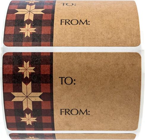 to and from Buffalo Plaid Farmhouse Quilt Christmas Stickers / 500 Holiday Tags / 2" x 3" Winter to from Present Labels in Saudi Arabia