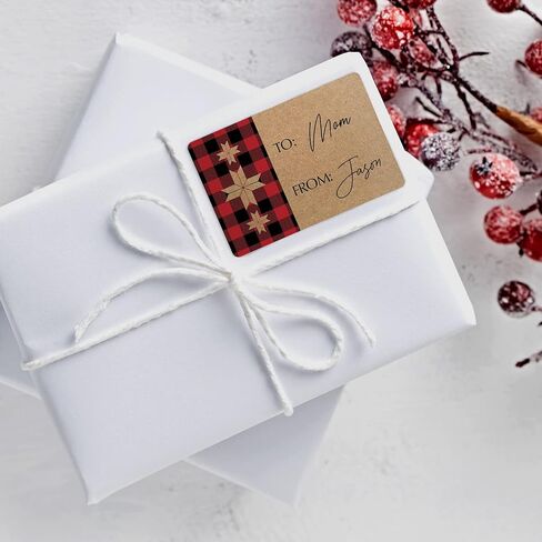 to and from Buffalo Plaid Farmhouse Quilt Christmas Stickers / 500 Holiday Tags / 2" x 3" Winter to from Present Labels in Saudi Arabia