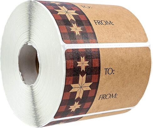 to and from Buffalo Plaid Farmhouse Quilt Christmas Stickers / 500 Holiday Tags / 2" x 3" Winter to from Present Labels in Saudi Arabia